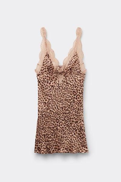 Beige Animal Print Pretty Savage Babydoll Dress, 5601_938J, large image number 3