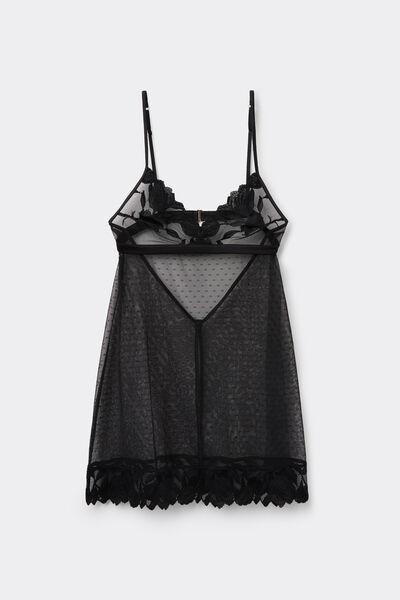Black All About Flowers Lace And Tulle Baby Doll, Black, large image number 2