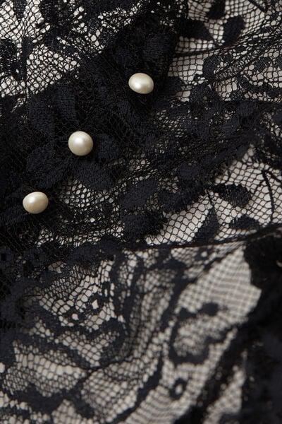 Black La Vie En Rose Tulle And Lace Babydoll, Black, large image number 4
