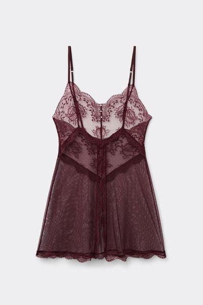 Burgundy La Vie En Rose Spaghetti Strap Lace Babydoll, 5601_028K, large image number 2