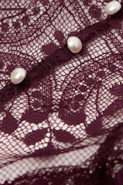 Burgundy La Vie En Rose Spaghetti Strap Lace Babydoll, 5601_028K, large image number 4