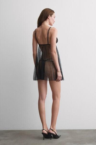 Black Flirt Fearlessly Lace Babydoll, Black, large image number 2