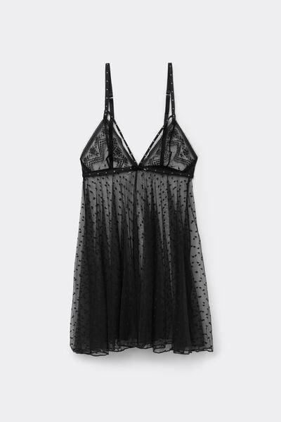 Black Flirt Fearlessly Lace Babydoll, Black, large image number 3