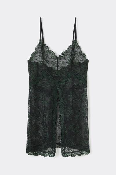 Black/Green Dark Romance Lace Babydoll, 5601_247K, large image number 1