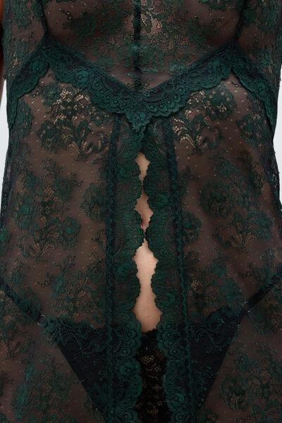 Black/Green Dark Romance Lace Babydoll, 5601_247K, large image number 5