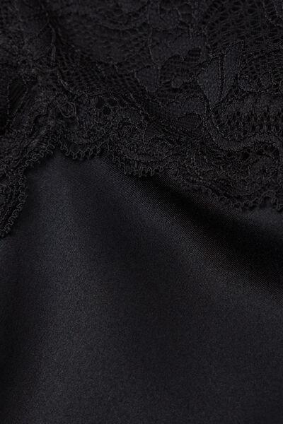 Black Silk Slip With Lace Insert Detail, , large image number 8