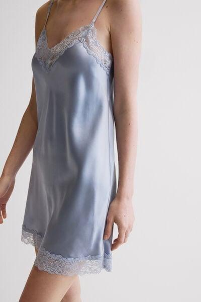 Blue Lace Insert Detail Silk Slip, 5601_064K, large image number 5