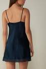 Intimissimi - Blue Silk Slip With Lace Insert Detail
