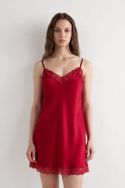 Red Silk Slip Dress, Red, large image number 3