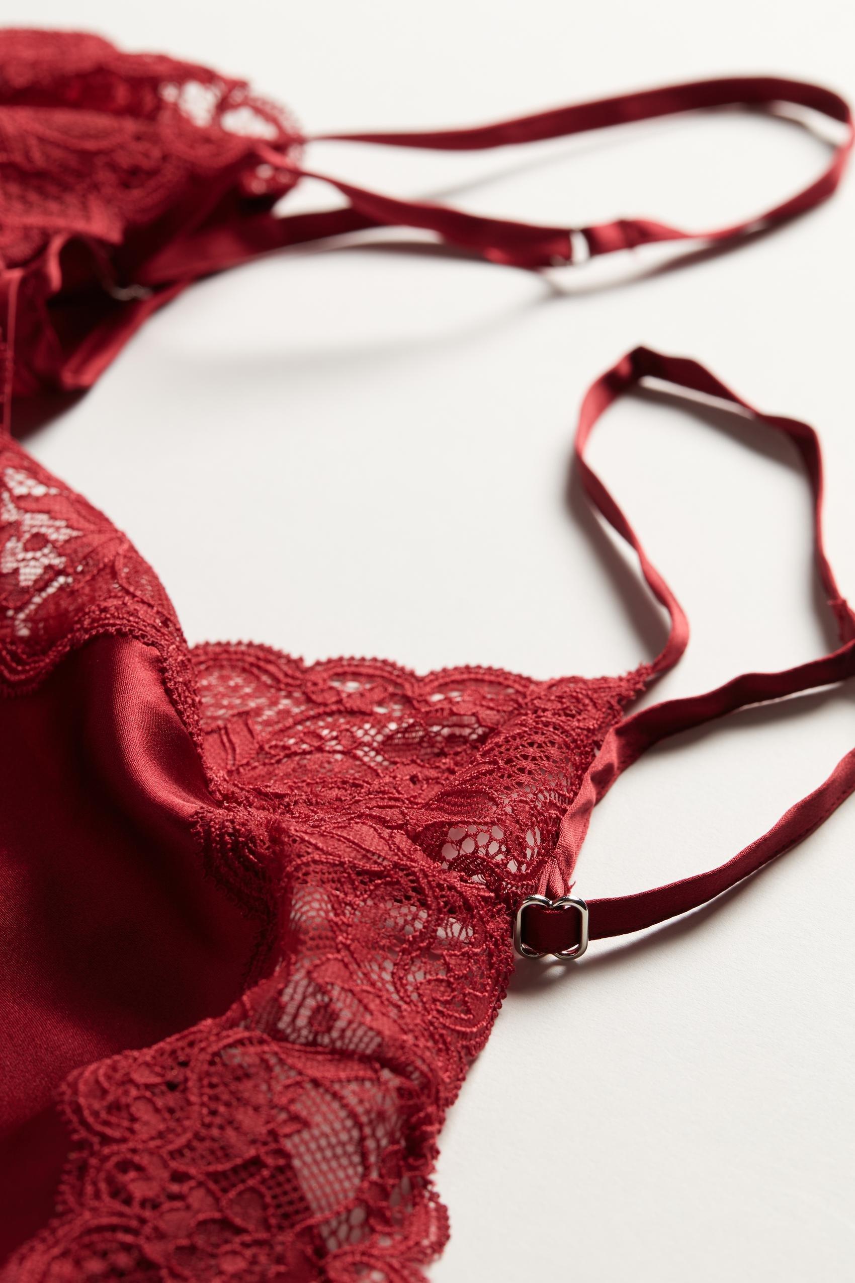 Intimissimi - Red Silk Slip With Lace Insert Detail