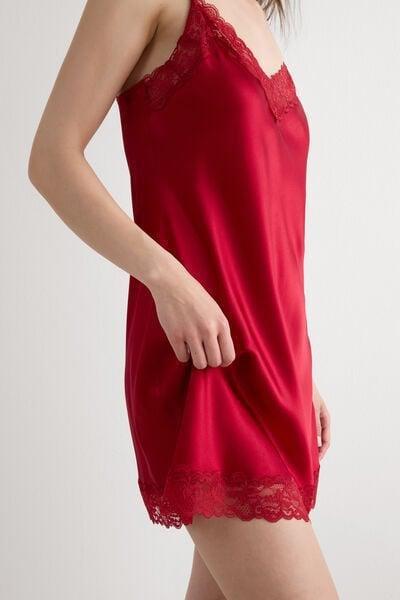 Red Silk Slip Dress, Red, large image number 12