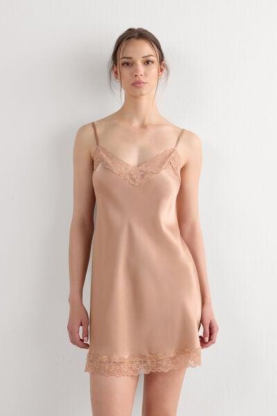 Pink Thin Straps Slip Dress, Satin Pink, large image number 3