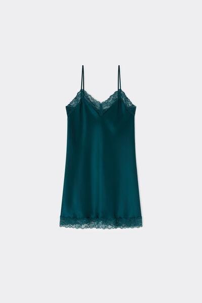 Green Lace Insert Detail Silk Slip, 5601_187K, large image number 0