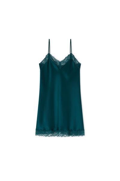 Green Lace Insert Detail Silk Slip, 5601_187K, large image number 1