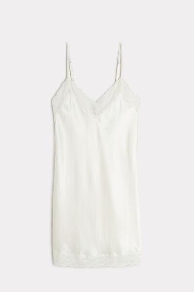 White  Silk Slip With Lace Insert Detail, , large image number 2