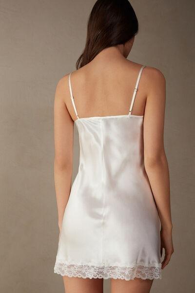 White  Silk Slip With Lace Insert Detail, , large image number 3