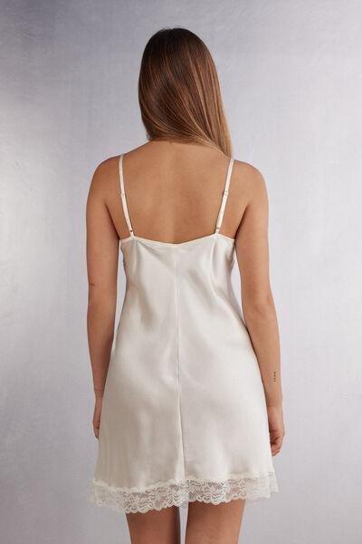 White Silk Slip Dress, Powder White, large image number 6