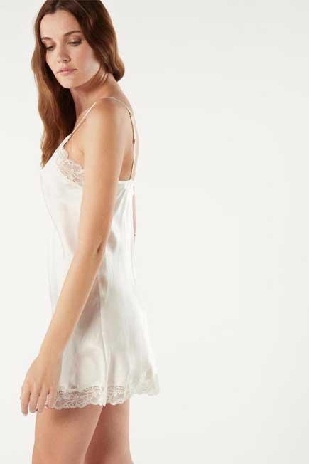 White Silk Slip Dress, Powder White, large image number 10