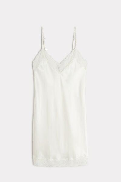 White Silk Slip Dress, Powder White, large image number 11