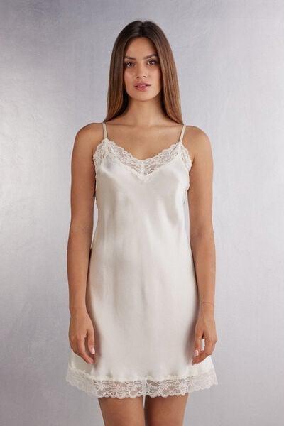 White Silk Slip Dress, Powder White, large image number 13