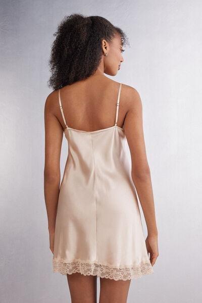 Cream Thin Straps Slip Dress, , large image number 3