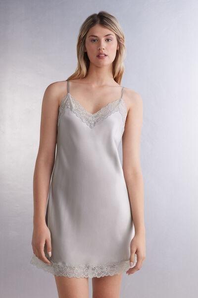Grey Lace-Trimmed Adjustable Slip, , large image number 0