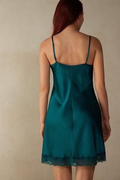 Green Silk Slip With Lace Insert Detail, 5601_4572, large image number 2
