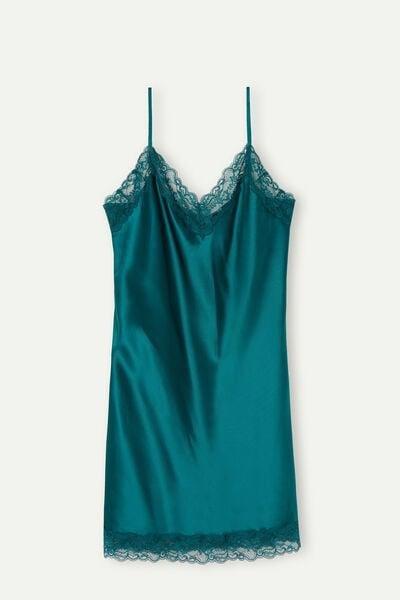 Green Silk Slip With Lace Insert Detail, 5601_4572, large image number 3