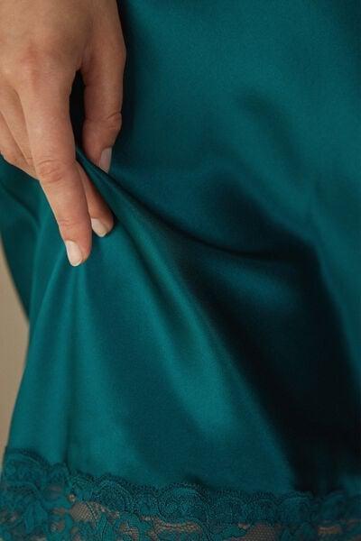 Green Silk Slip With Lace Insert Detail, 5601_4572, large image number 5