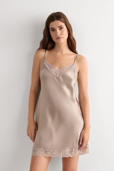 Beige Silk Slip Dress, 5601_651I, medium