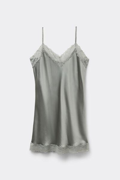 Green V-Neck Embroidered Slip, , large image number 2