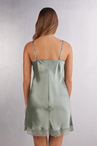 Green V-Neck Embroidered Slip, , large image number 3