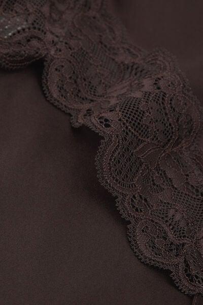 Brown Lace Insert Detail Silk Slip, 5601_705J, large image number 4