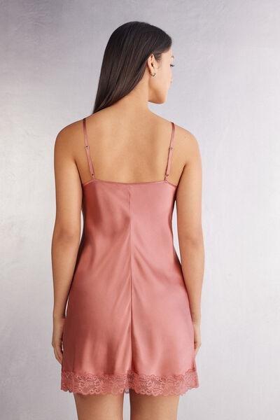 Pink Lace Insert Silk Slip, , large image number 3