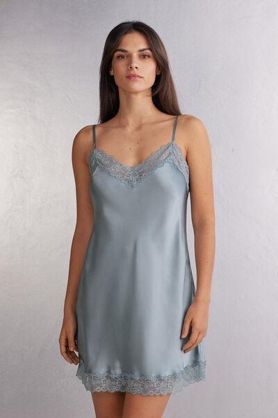 Blue Silk Slip Dress, , medium