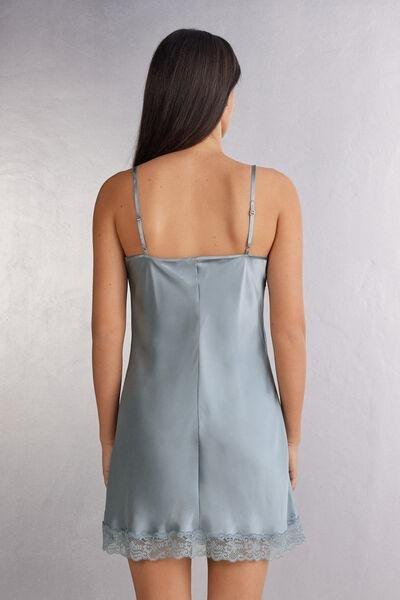 Blue Silk Slip Dress, , large image number 3