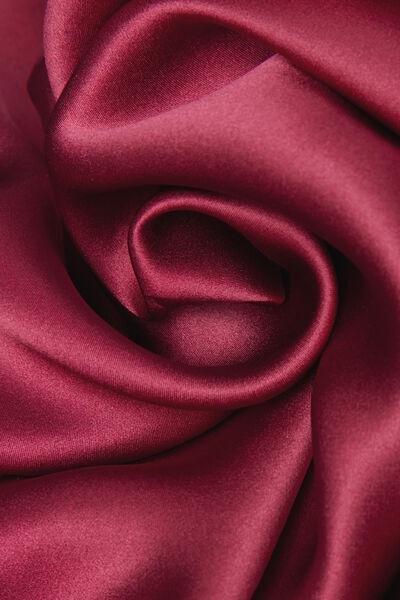 Red Lace Insert Detail Silk Slip, , large image number 4