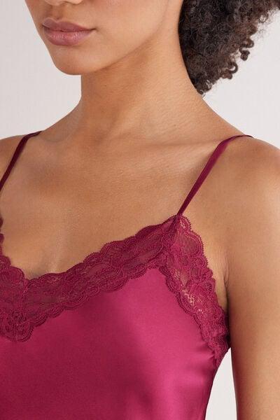 Red Lace Insert Silk Slip Dress, 5601_940J, large image number 4