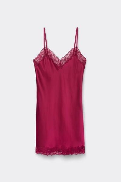 Red Lace Insert Silk Slip Dress, 5601_940J, large image number 5