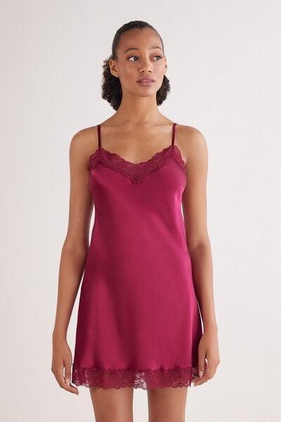 Red Lace Insert Silk Slip Dress, 5601_940J, large image number 5