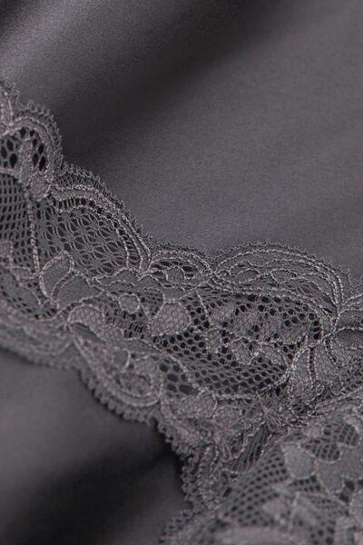 Grey Lace Insert Detail Silk Slip, , large image number 4