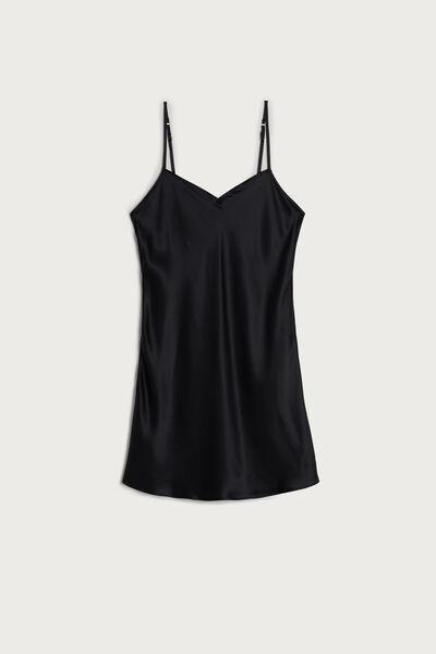 Black Silk Slip Dress, , large image number 4