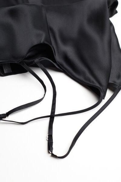 Black Silk Slip Dress, Black, large image number 9