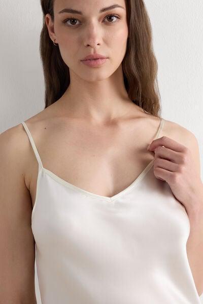 White Silk Slip Dress, Powder White, large image number 14