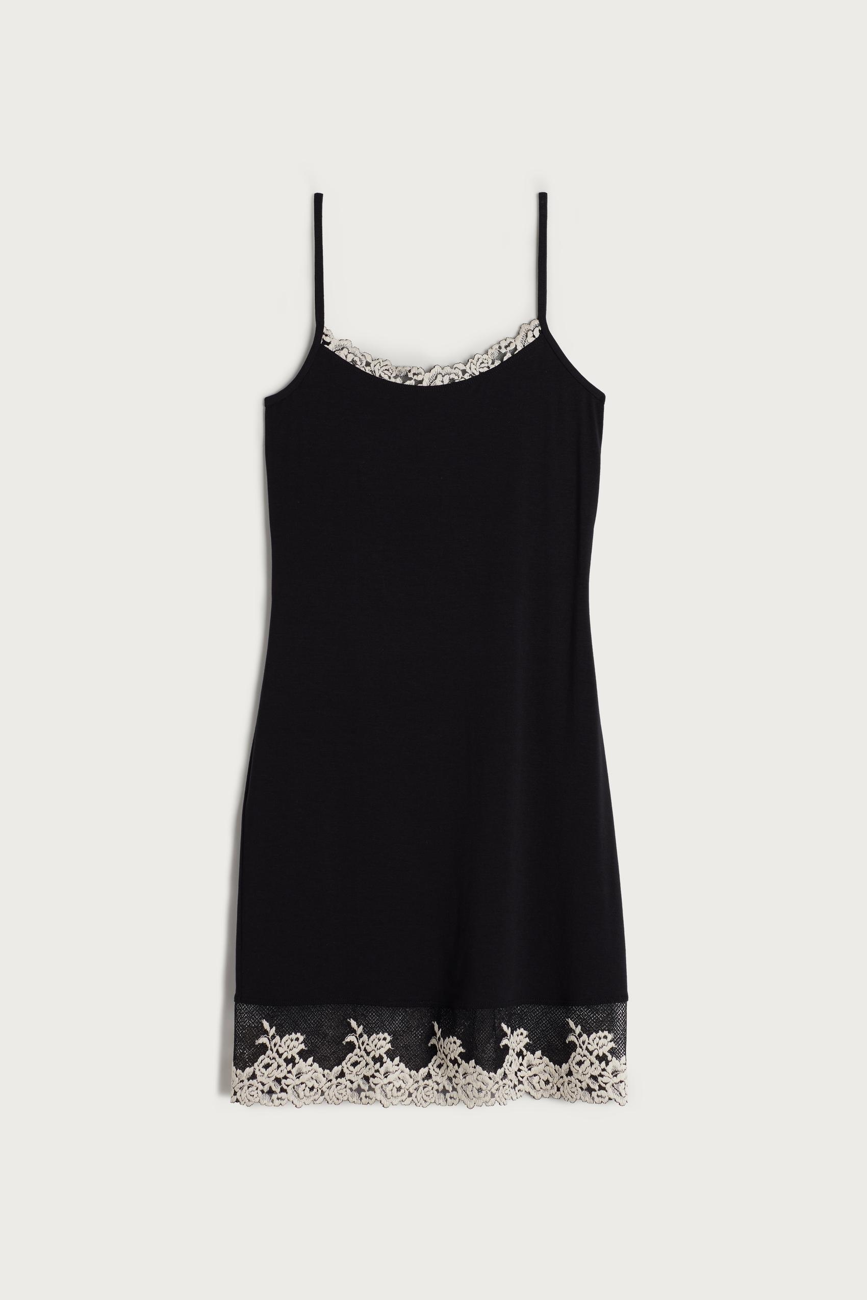 Black Lace-Trimmed Slip, , large image number 2
