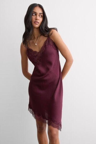 Burgundy Asymmetrical Satin Slip, 5601_028K, large image number 1
