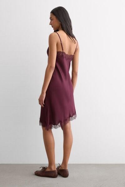 Burgundy Asymmetrical Satin Slip, 5601_028K, large image number 2