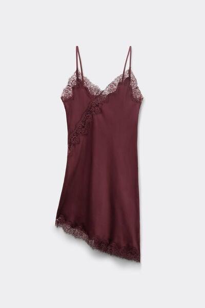 Burgundy Asymmetrical Satin Slip, 5601_028K, large image number 3