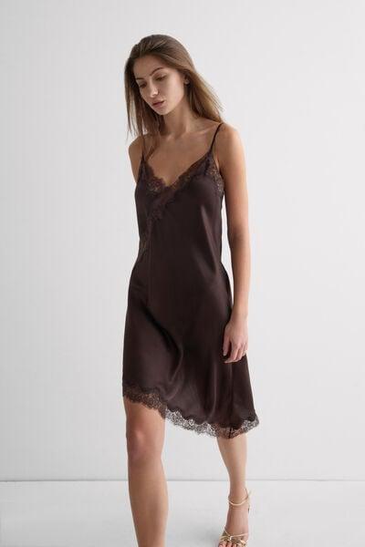 Brown Asymmetrical Satin Slip, 5601_705J, large image number 0