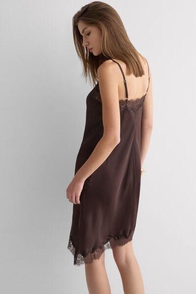Brown Asymmetrical Satin Slip, 5601_705J, large image number 2